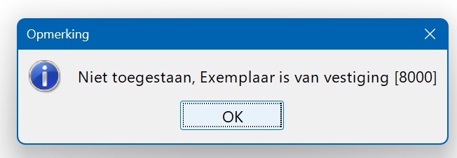 Foutmelding toeveogen exemplaar wisselcollectie